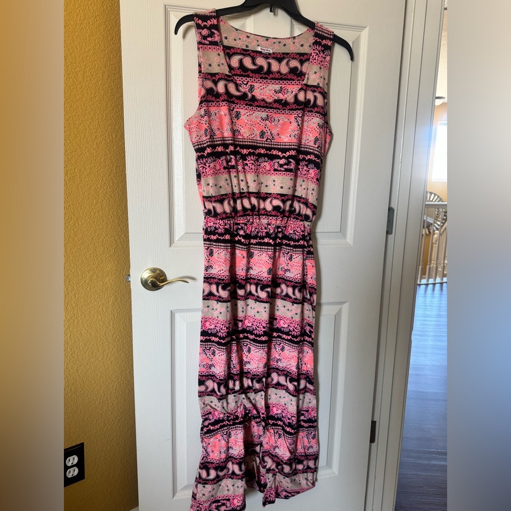 Pink and Black Patterned Maxi Dress